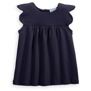BELLA BLISS Tatiana Pima Blouse Navy Blue Buttons Scallop Sleeve